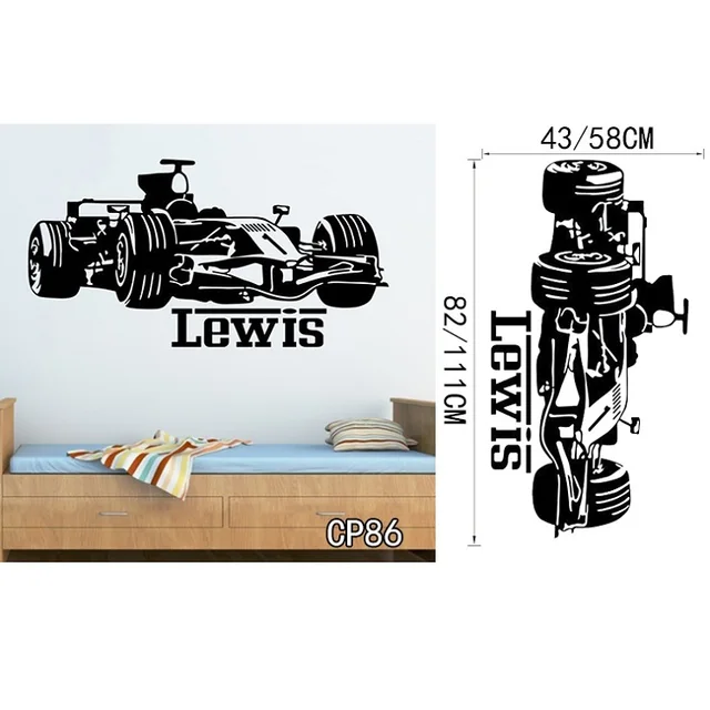 Personized Race Car Wall Stickers Home Decor DIY Poster Decals Kids