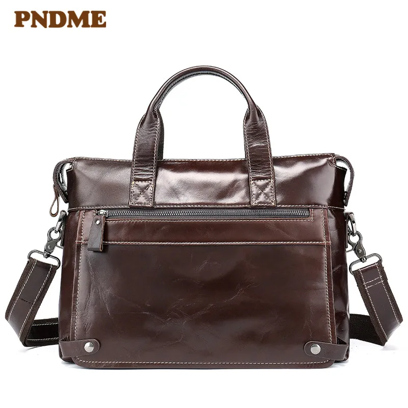 

High quality vintage large-capacity handbag with one shoulder slant for men and leather office briefcase for men