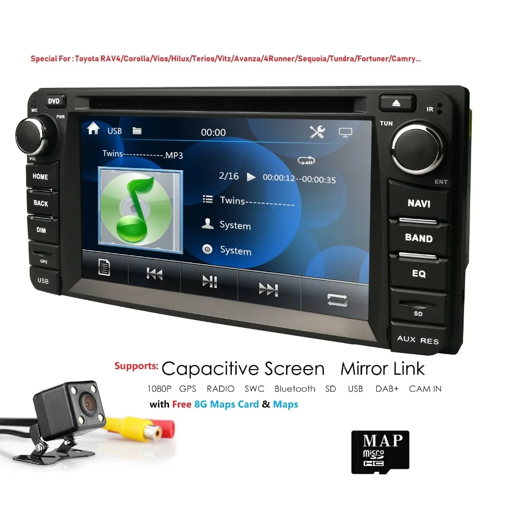 Новинка 2 DIN автомобильный DVD gps плеер для Toyota RAV4/CAMRY/COROLLA авто радио двойной din с gps, BT, рулевое колесо управления RDS CAM