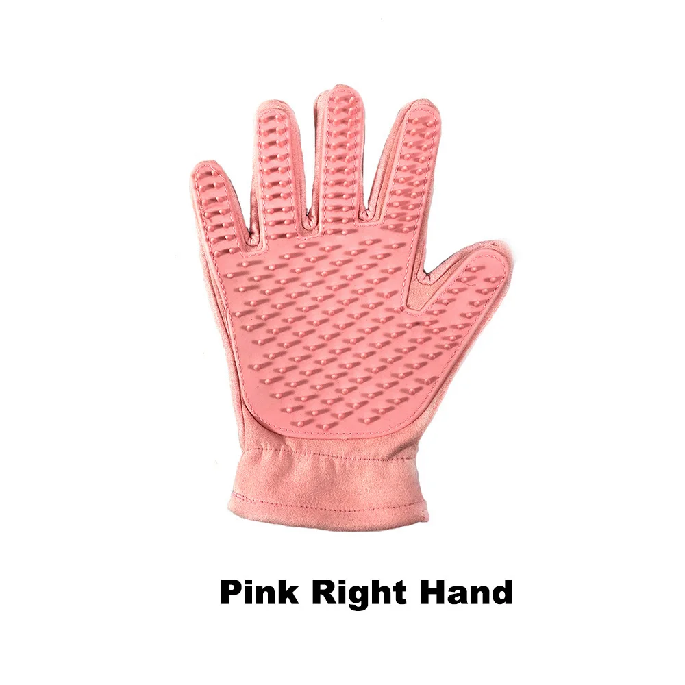 Милые замшевые силиконовые перчатки для кошек и собак, перчатки для расчесывания шерсти животных, перчатки для стрижки домашних животных GL0001 - Цвет: Pink Right