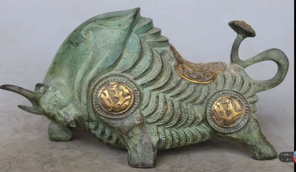 

Free Shipping zhaorui5886238" Chinese Bronze Wealth Money Animal Stronger Bull Ox Oxen Statue