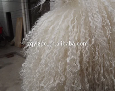 Алиса мех Китай Поставщик вьющиеся волосы монгольский мех ягненка - Цвет: Natural White