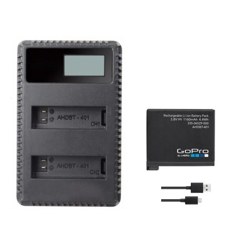 Аккумулятор для Gopro hero 4/USB lcd двойное зарядное устройство AHDBT 401 аккумулятор аксессуары для камеры Clownfish - Цвет: B package
