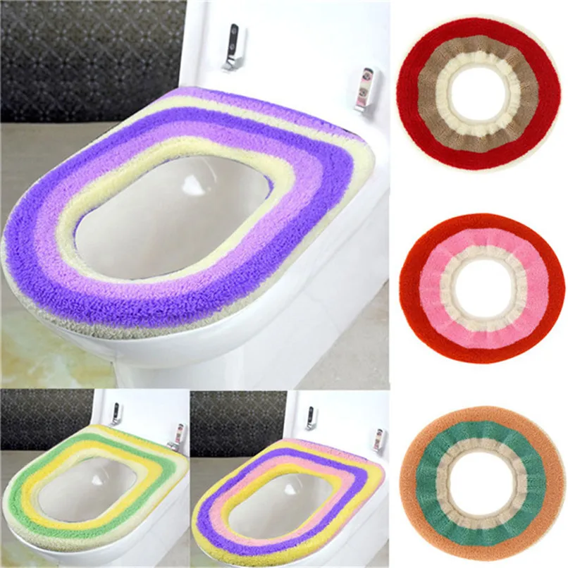Comfortable Velvet Coral Toilet Seat Standard Rainbow Color Cushions