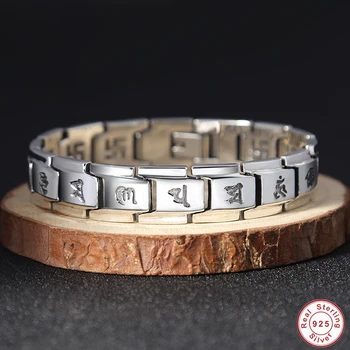 

925 Sterling silver men bracelet Vintage Real Sterling Silver Hand Chain Bracelet Men Jewelry Men's Bracelet luck bracelet 2018