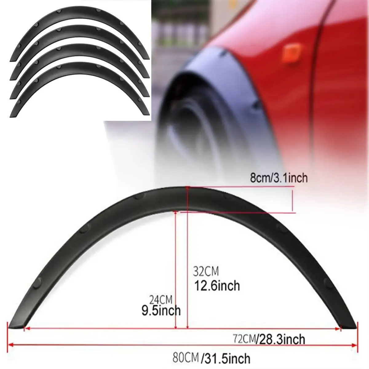 AUTOLEADER 4 шт. 3," /80 мм Универсальный гибкий автомобильный крыло-вспышки Экстра Широкий корпус колеса арки автомойка и обслуживание уход за дисками