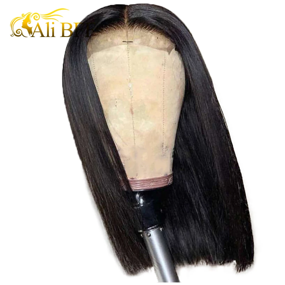 

ALI BFF Short Lace Front Human Hair Wigs For Black Women Brazilian Straight Non Remy Bob Wig Lace Front Wig pre plucked