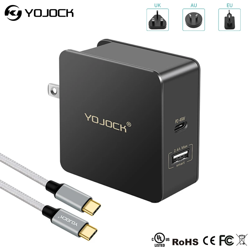 Beste YOJOCK USB C Lader voor iPhone X Samsung Xiaomi Snelle Type C reizen Lader Mobiele Telefoon USB Power Levering PD 57 W Charger