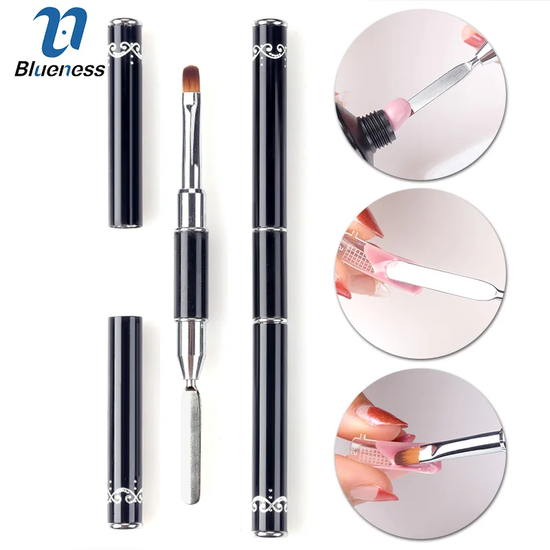 

Blueness 1Pcs Dual-use Small Nail Brush Dotting Painting Pen Nail Art Cuticle Pusher Remover Manicure Nails Tools
