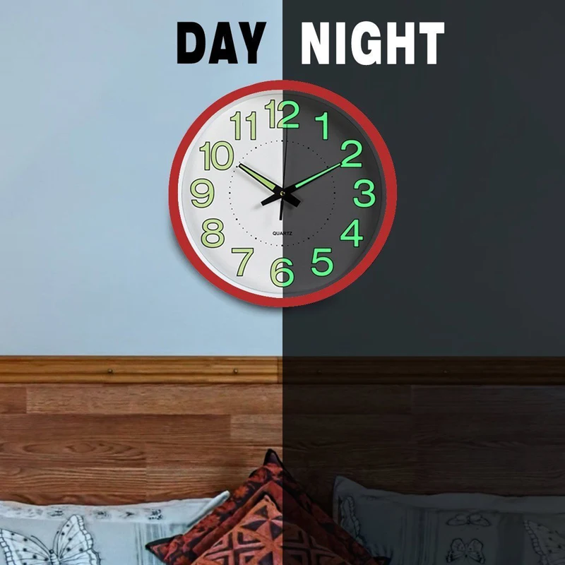 

12 inch digital wall clock night clocks numbers luminous modern design times hours quartz quiet mute