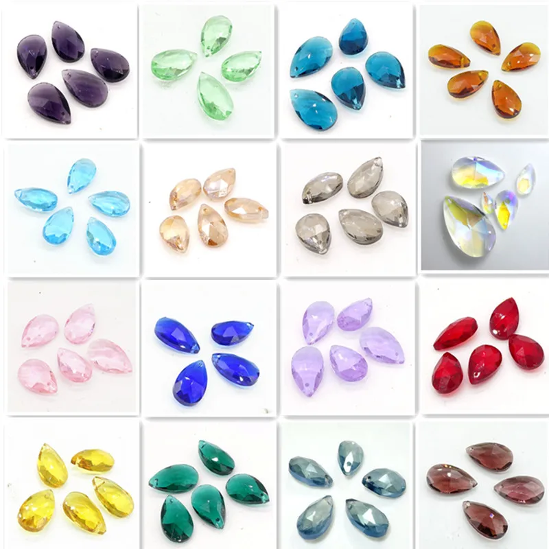

Wholesale lots 10pcs Faceted Teardrop CRYSTAL glass loose beads Necklace Pendant DIY 16mm