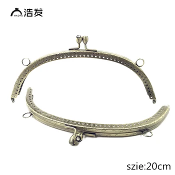 

HAOFA 5PCS 20cm Accessories for Bags Flower Handle Metal Purse Frame Arc Antique Bronze Kiss Clasp Handle DIY Bag Purse Frame