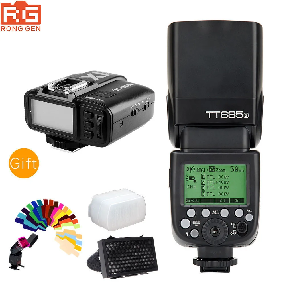 Godox TT685S 2,4G HSS 1/8000s i-ttl GN60 Беспроводная вспышка+ X1T-S триггерный передатчик Комплект для sony A58 A7RII A7II A99 A7R+ подарок - Цвет: TT685S and X1TS