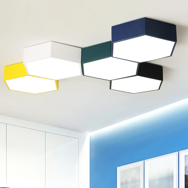 

DIY Lamp Nordic Mondern Combinable Hexagon LED Ceiling Light for Living Room Bedroom