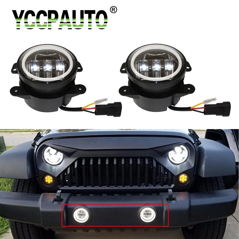 Круглые светодиодные противотуманные фары для Jeep Wrangler JK TJ LJ 6000K 2 шт. 4 дюйма 30 Вт с