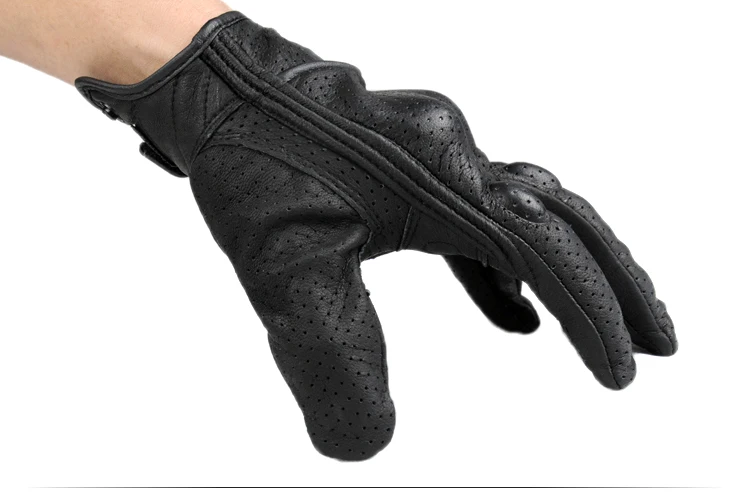 Guantes de motocicleta conducción ciclismo Retro búsqueda perforada cuero Real Moto engranajes protectores guante de Motocross Guantes de motocicleta conducción ciclismo Retro búsqueda perforada cuero Real Moto engranajes protectores guante de Motocross