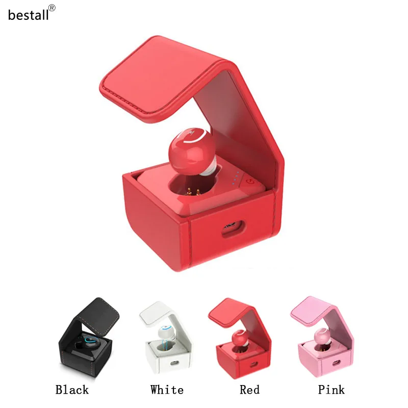 

Mini Wireless Bluetooth Earphone Invisible Single Earbuds Hands-free Headset with 400mah Charger Box For Phone