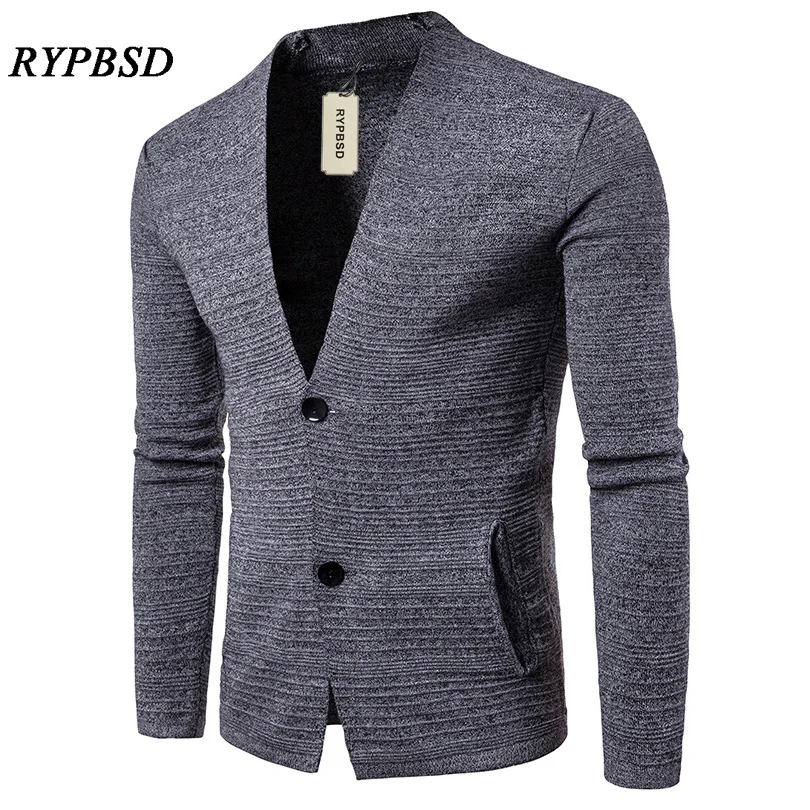 Men Sweater Cotton Casual Sweaters Solid Color Two Buttons Design Men Leisure V-neck Sweater Men Cardigan 2017 Casual Sweater