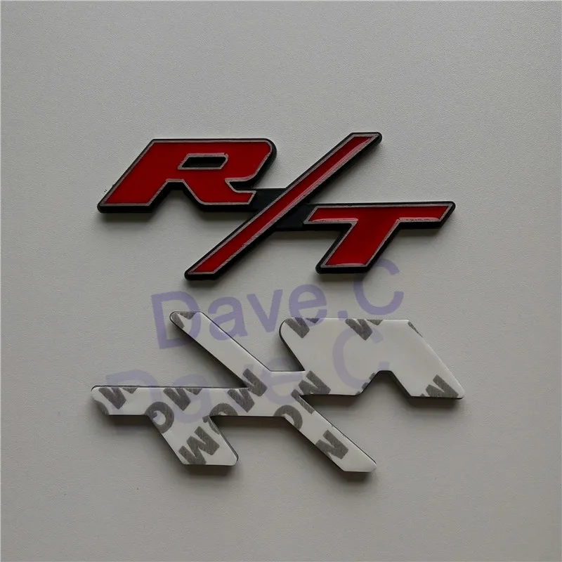 Car R/T RT Metal Rear Trunk Emblem Red And Black 3D Letter Sticker Tail Badge Labelin Emblems