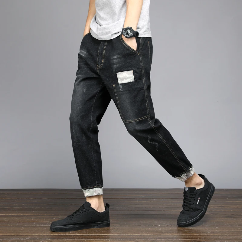 

Plus size 28-48 men jeans slim Ankle-Length Pants 2018 New Casual Slim fit Straight High Stretch Feet skinny jeans men black