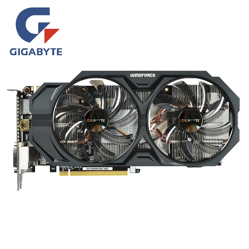 GIGABYTE GV-N760WF2OC-2GD GPU Video Card 256Bit GDDR5 GTX 760 N760 Map Graphics Cards for nVIDIA Geforce GTX760 Hdmi Dvi Cards