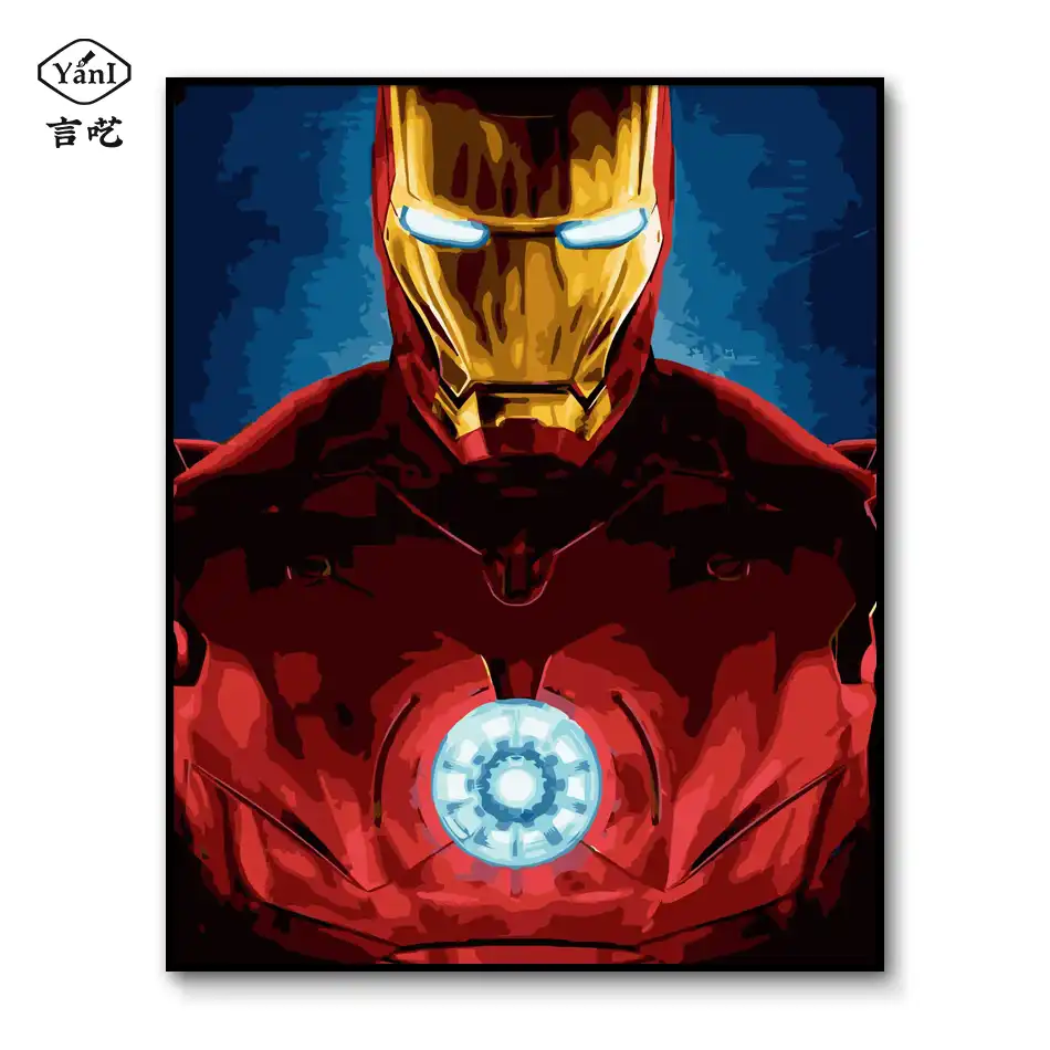 Demir Adam Boya Tuval Uzerine Marvel Resim By Numbers Ev Dekor