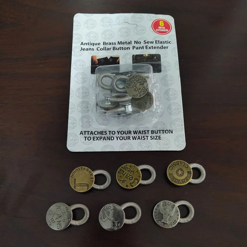 

6pcs/set Men/Women Jeans Pants Metal Snap Fastener Press Stud Buttons Fix Expanders Waist Stretch Extender Button Lock