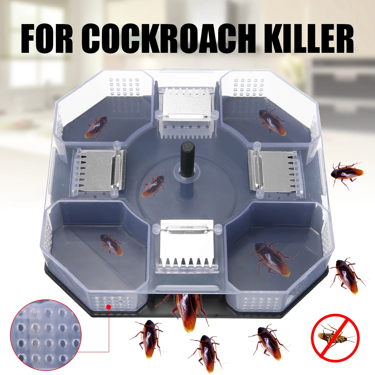 

Plastic Metal Cockroach Bug Trap Catcher Reusable Non-Toxic Insect Pest Control Tool Roach Motel Catcher Catch Box Case