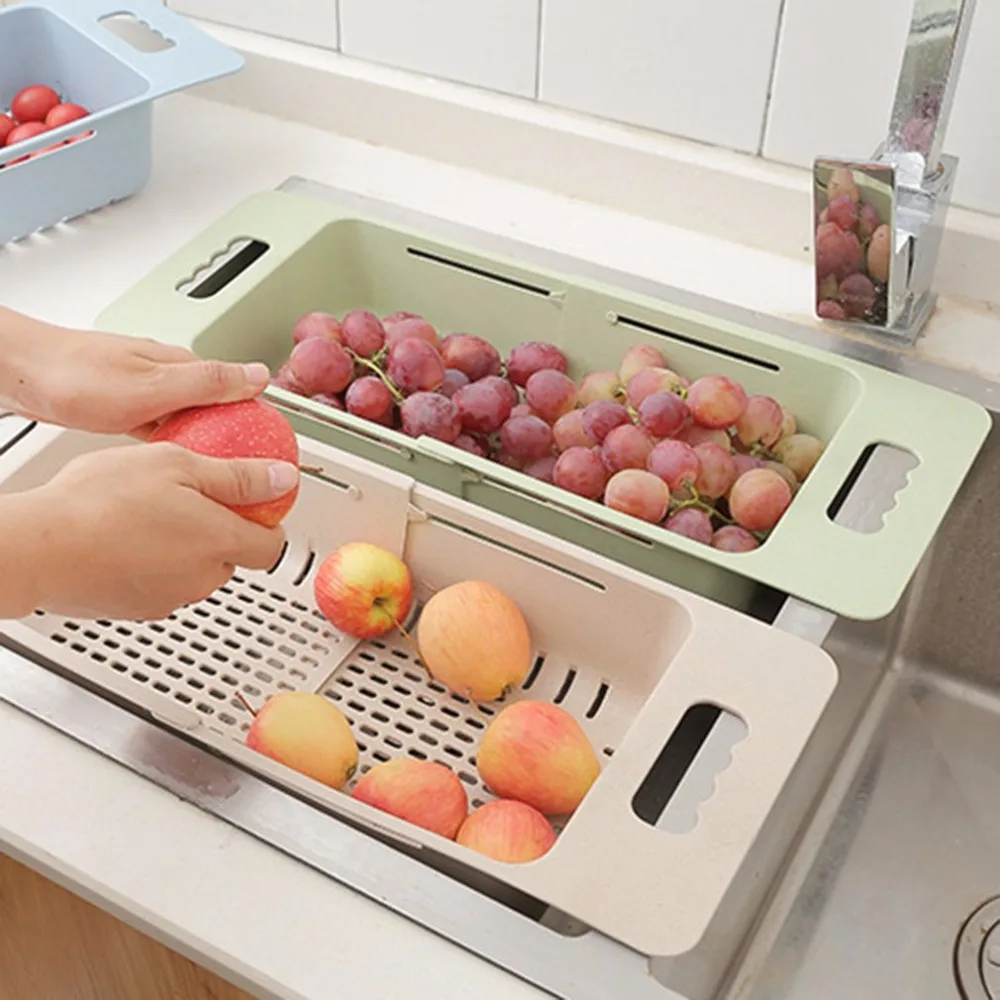 Multifunctional Sink Draining Rack Retractable Storage Box Vegetables