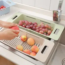 Đa Năng Bồn Rửa Chén Ráo Nước Giá Để Có Thể Thu Vào Hộp Bảo Quản Rau Củ Rổ Món Ăn Điện Nhà Tổ Chức Giá Đỡ Bếp Dụng(China)