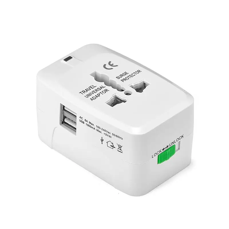 

Universal Plug Adapter With Dual USB Output European EU US AU UK Travel Power Adapter Electrical Power Cord Cable Socket Outlet