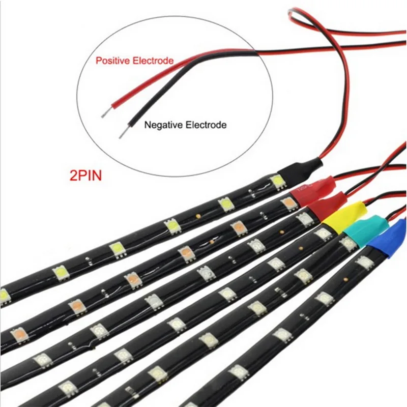 2 шт. Высокая мощность 30 см украшения светодиодные ленты свет 5050 SMD водонепроницаемый DC12V дневные ходовые огни Бар Лента лампа лента