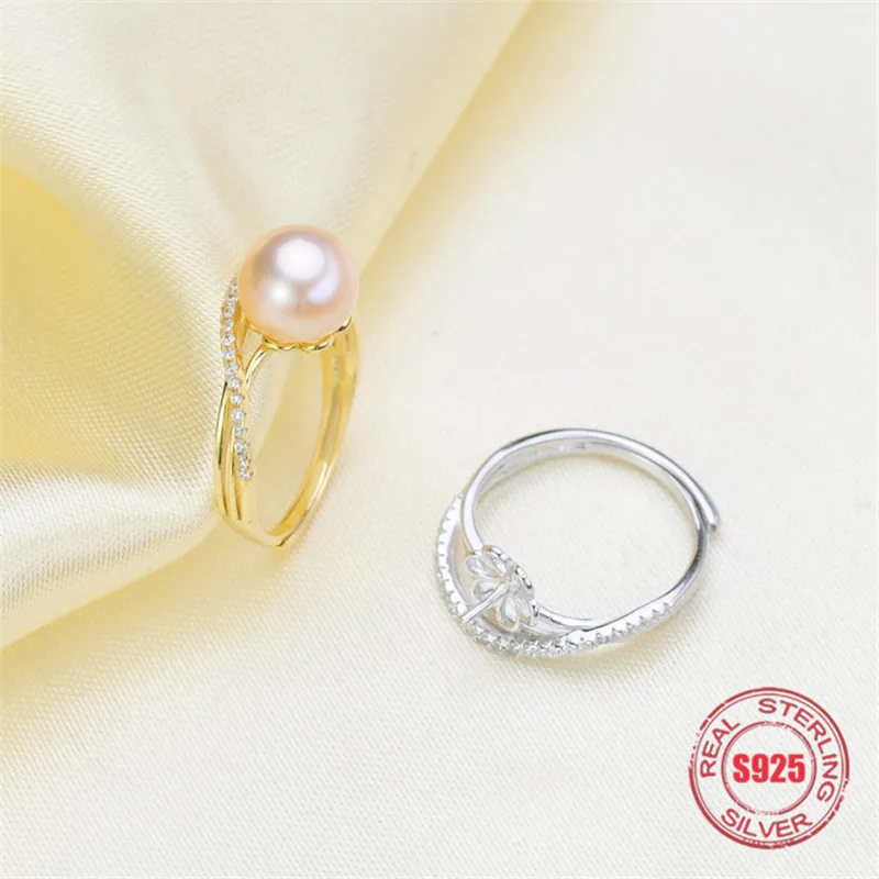 

Genuine S925 sterling silver Ring Empty settings diy Accessories Pearl Ring Adjustable Set Semi-finished Products Woman Ring DIY