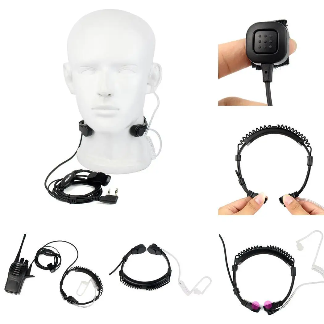 Flexible Throat Walkie Talkie Headset With Remote Microphone For Two Way Radio Elastic Material Earphone | Электроника