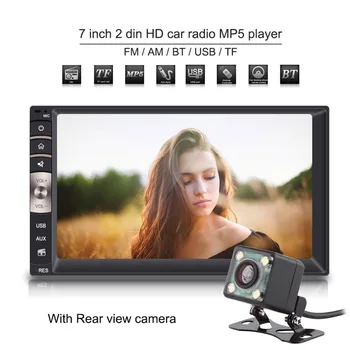 

7 inch Universal Touch Screen 2 Din Bluetooth USB/TF FM Aux Input Car Multimedia Radio MP5 Player with Rear View Camera