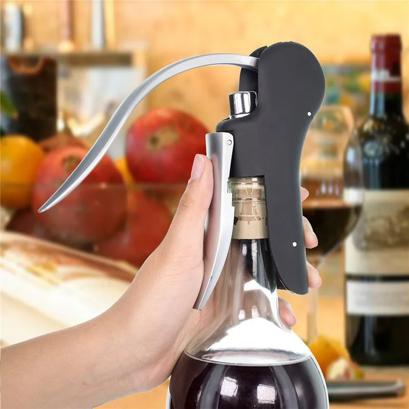 High Quality Black Rabbit Stainless Steel Red Wine Opener Tool Kit Cork Bottle Tire Corkscrew Collar Pourer Gift Set With Box
