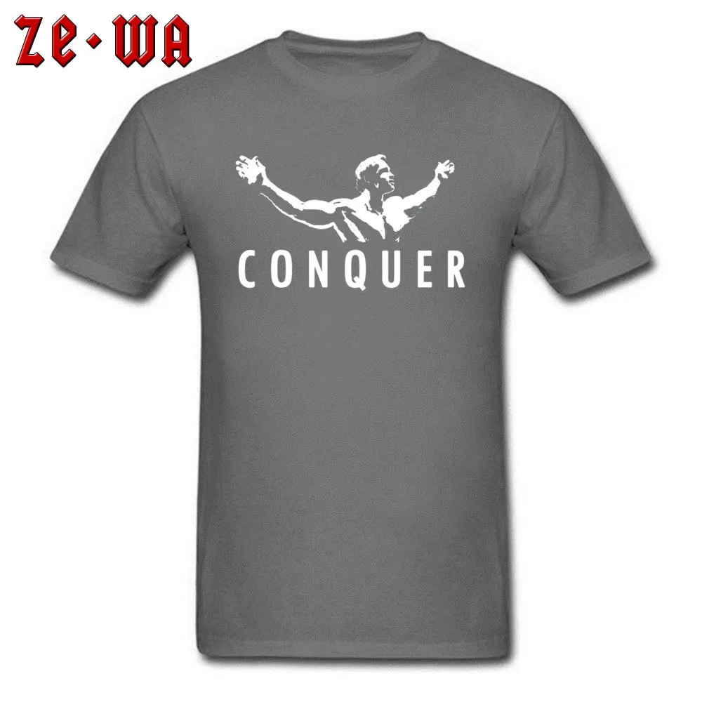 Arnold Schwarzenegger - Conquer -1099 100% Cotton Male Tops Tees Birthday Summer/Autumn Top T-shirts Fashion Round Neck Tee Shirt Arnold Schwarzenegger - Conquer -1099 carbon