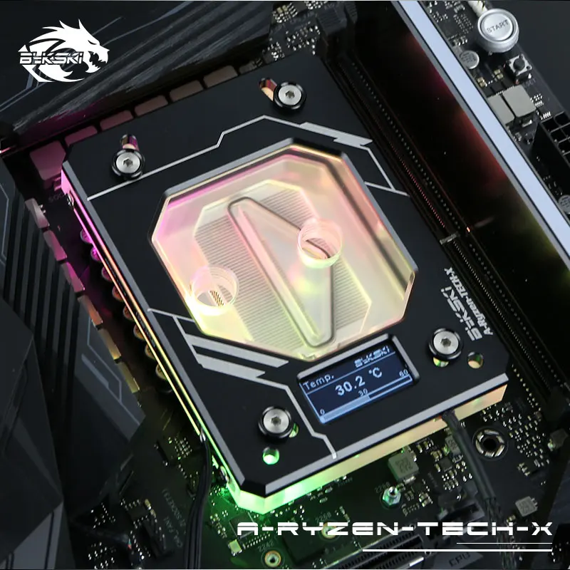 Bykski cpu водоблок для AMD AM3/AM4+ X399 цифровой дисплей термометр RGB(12 В)/RBW(5 В)/NoLED охладитель воды жидкостного охлаждения