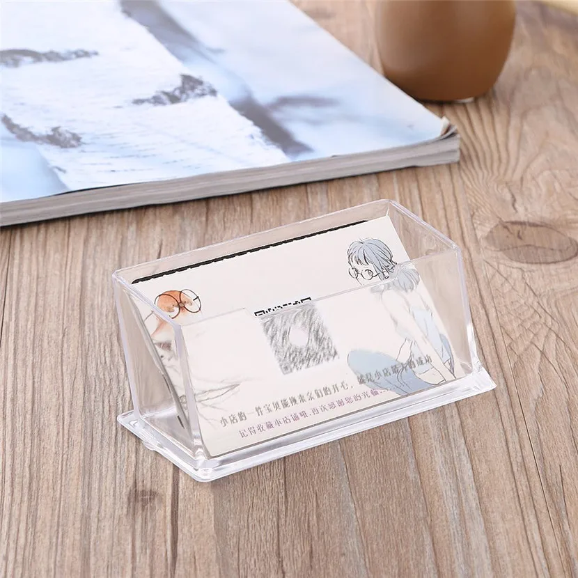 1pcs Clear Business Card Holder Box Display Stand Desk Desktop