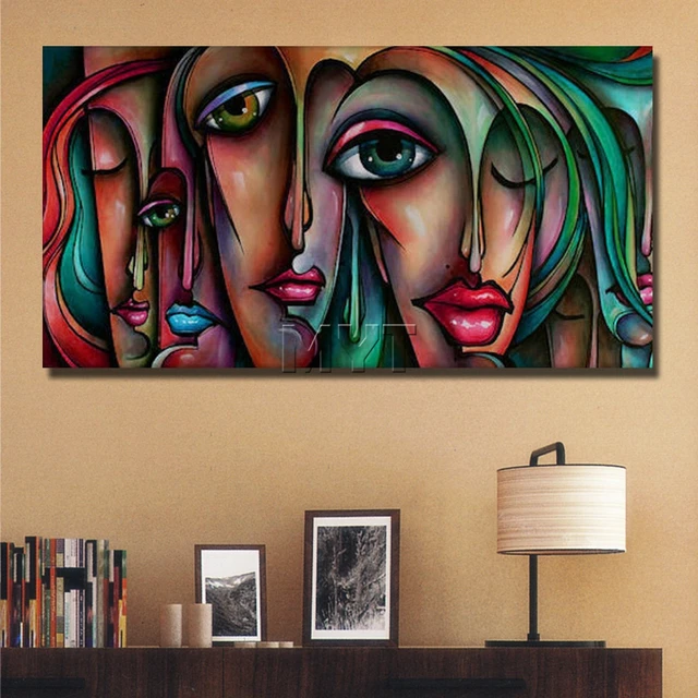 hand paint abstract faces nude girls sex picture oil painting modern home decorof nude photo women and anmal