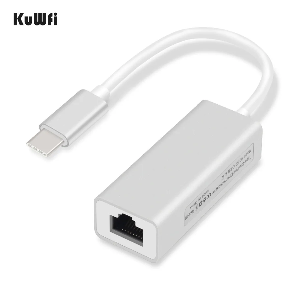 KuWfi 10/100 Мбит/с Тип C RJ45 Lan адаптер USB C Ethernet адаптер USB-C type-C сетевая карта USB Ethernet для MacBook