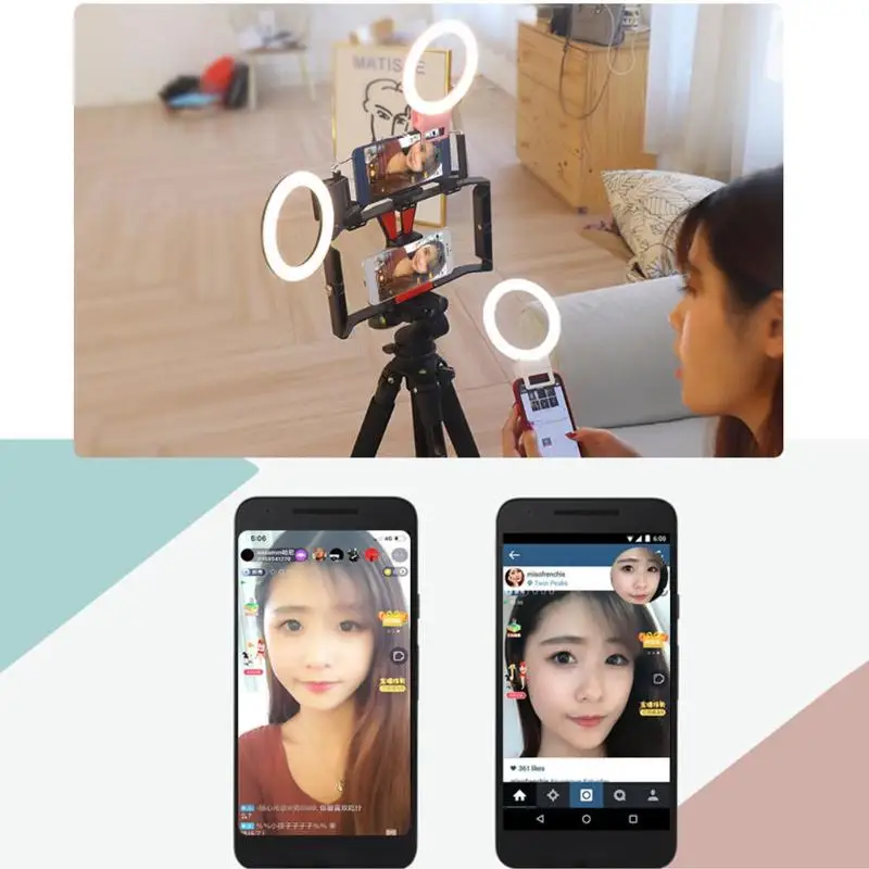 VODOOL камера фотостудия фотографический светильник ing светодиодный селфи кольцевой светильник 3 режима затемнения живой поток лампа для IOS Android телефон