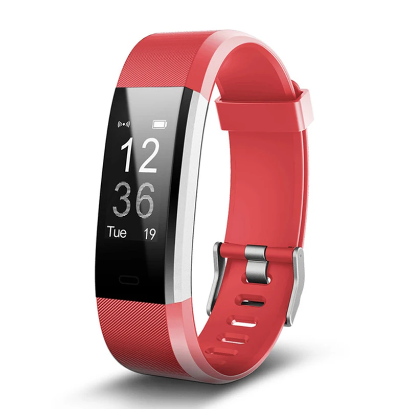 ID115 PLUS цифровые водонепроницаемые спортивные умные часы с шагомером, пульсометром, монитором здоровья и сна, для кемпинга, пешего туризма, велосипедные часы - Цвет: Красный