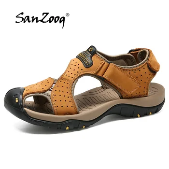 

Sanzoog Men Sandals Outdoor Summer Fashion Breathable Beach Sandals Comfortable Closed Toe Shoes For Outdoor Trekking Size 46