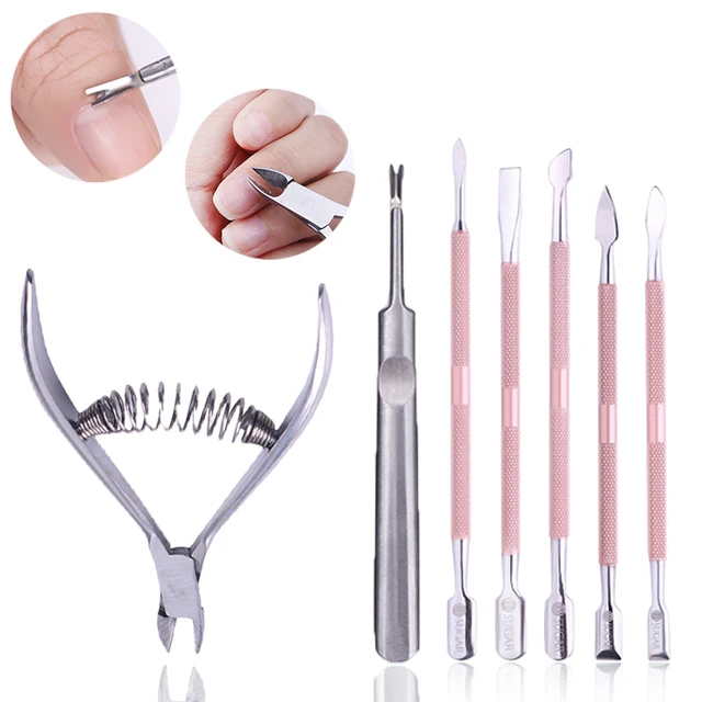 UR SUGAR Cuticle Nipper Pusher Set Rose Gold Stainless Steel Dead Skin