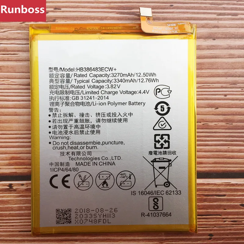 

100% New Original 3340mAh HB386483ECW+ Battery For Huawei Honor 6X / GR5 2017 / Mate 9 Lite