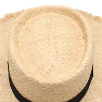 Wholesale New Belt Raffia Straw Summer Sun Visor Hats For Women Lady Foldable Fashion Handmade Cap Wide Brim Panama Beach Hat 4