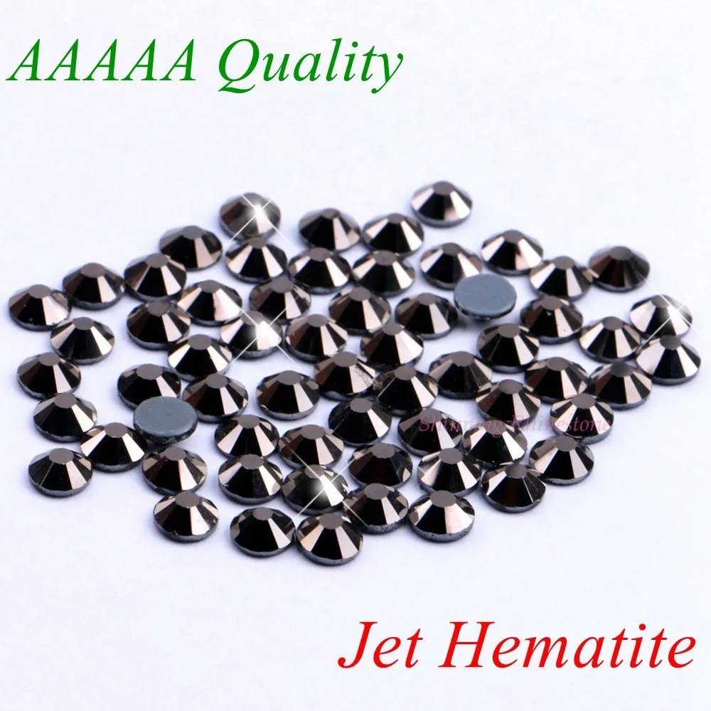 

AAAAA Luxury Hotfix Rhinestone Jet Hematite SS6 SS10 SS16 SS20 SS30 Glass Crystals Flatback Iron On Diamond