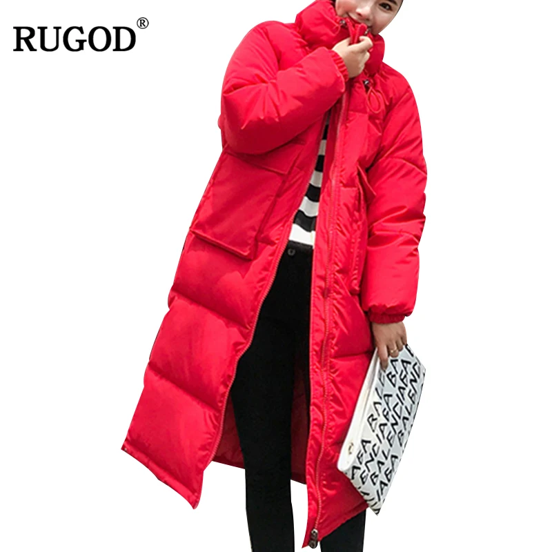 RUGOD/2019 модный новый зимний Женский Тренч пальто х длинный стиль толстая широкая