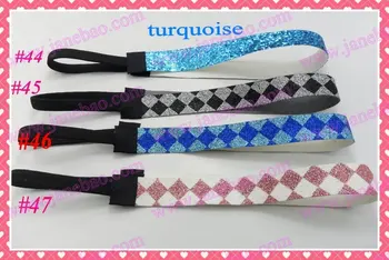 

free shipping NEW 140pcs 3/4'' Glitter headbands girl softball headbands sparkle Headbands with 140pcs pp bag